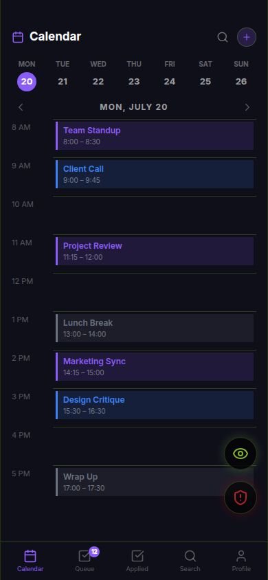 A working calendar view — one of seven fully functional cover apps.