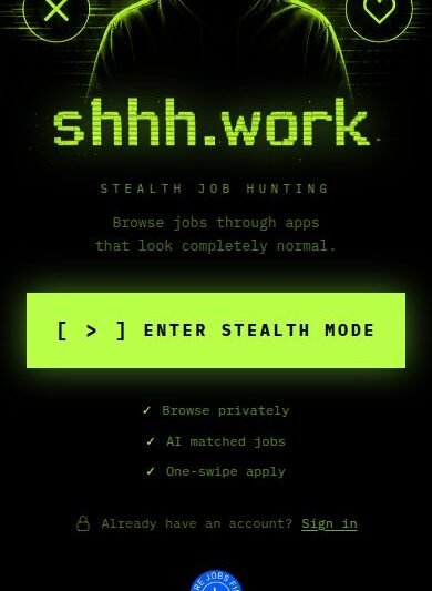 SHHH.WORK: The Stealth Job Hunting Platform That Lets You Search Without Anyone Finding Out